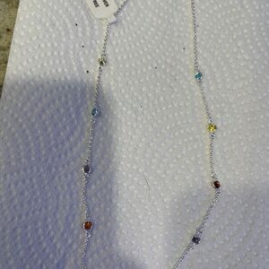 Sterling silver necklace with colored gems